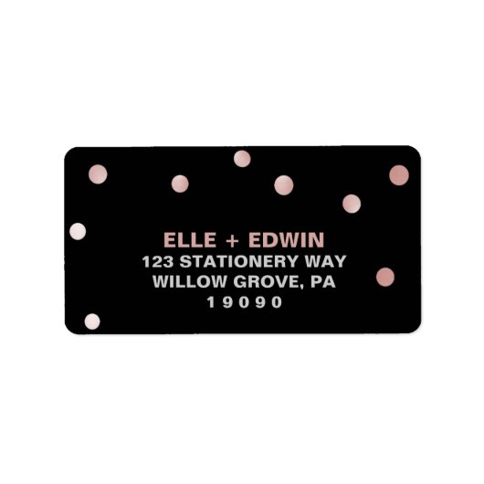 Étiquette Or rose et noir | Glam Confetti Mariage (Devant)