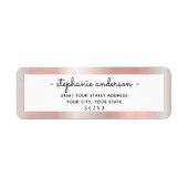 Étiquette Or Rose moderne brossé rose métallique (Devant)