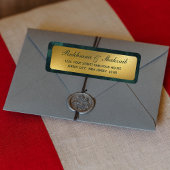 Étiquette Or rustique dégradé vert émeraude Adresse de retou