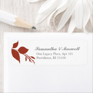Étiquette Orange and White Botanical Greenery Adresse de ret