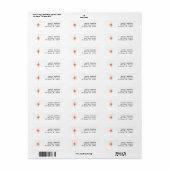 Étiquette Orange atomique Starburst rétro milieu du siècle (Feuille entière)