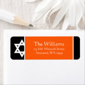 Étiquette Orange Black Star of David Adresse de retour (En situation)