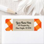 Étiquette Orange Blanc Carreaux Kraft Rustique Monogramme In (En situation)