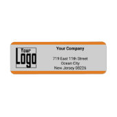 Étiquette Orange Border Logo Compagnie Grey Adresse de retou (Devant)