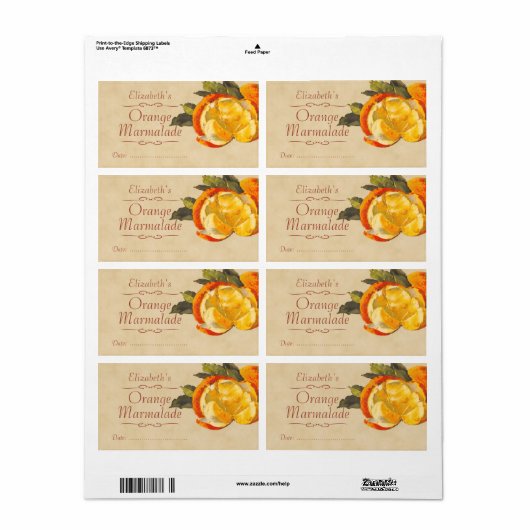 Étiquette Orange Canning (Feuille entière)