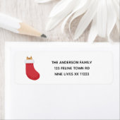 Étiquette Orange chat tabby Noël Adresse de retour stockée (En situation)