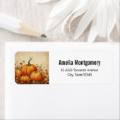 Étiquette Orange Citrouille Rustique Adresse d'automne (En situation)