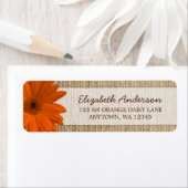 Étiquette Orange Daisy Rustic Burlap Adresse (En situation)