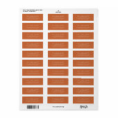 Étiquette Orange Elegant Classic Simple Adresse de retour (Feuille entière)