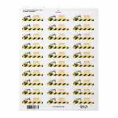 Étiquette Orange Excavator, Véhicules de Construction, pour  (Feuille entière)