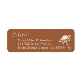 Étiquette Orange Fleur sauvage Future M & Mme Adresse de ret (Devant)