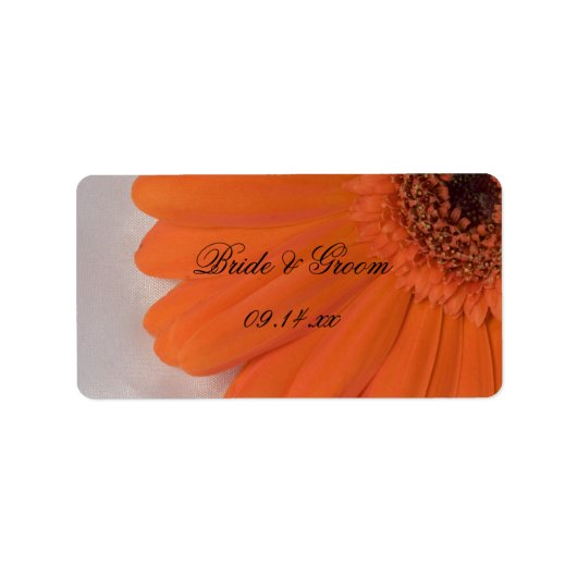 Étiquette Orange Gerber Daisy et White Satin Mariage (Devant)