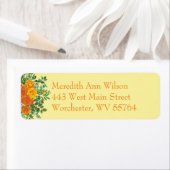 Étiquette Orange & Jaune clair Peony & Rose Floral Mariage (En situation)