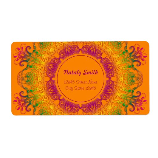 Étiquette Orange Mandala (Devant)