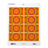Étiquette Orange Mandala (Feuille entière)