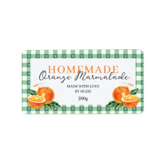 Étiquette Orange Marmalade Jar Label Personalized Gingham 