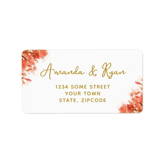 Étiquette Orange Oleander Fleurs Adresse Florale (Devant)