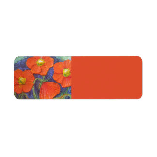 Étiquette Orange Poppies Adresse de retour Label