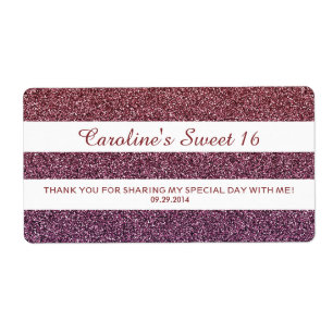 Étiquette Orange Purple Ombre Parties scintillant Sweet 16 B