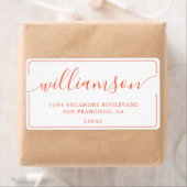 Étiquette Orange Script Family Return Address (En situation)