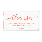 Étiquette Orange Script Family Return Address (Devant)