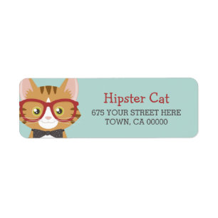 Étiquette Orange Tabby Hipster Cat Kids