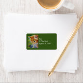 Étiquette Orange Tabby Kitten & Bumblebee Aquarelle Art (En situation)