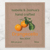 Étiquette Orangecello sur papier couleur Kraft (Étiquettes simples)