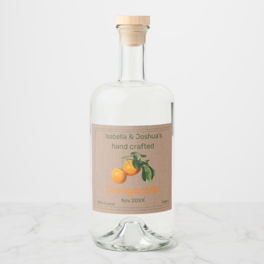 Étiquette Orangecello sur papier couleur Kraft (Devant)