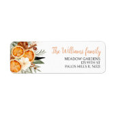 Étiquette Oranges de vacances d'hiver Adresse de retour de N (Devant)