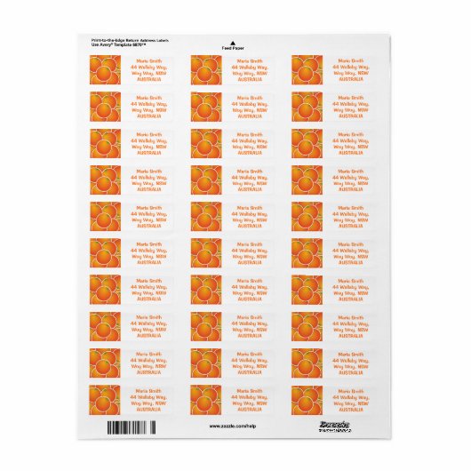Étiquette Oranges funky (Feuille entière)