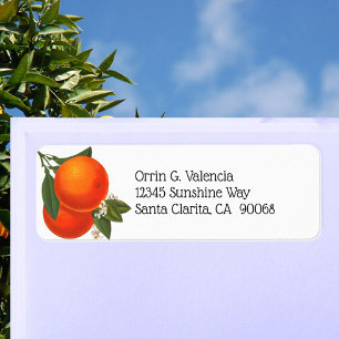 Étiquette Oranges rétro avec fleurs Adresse de retour modifi