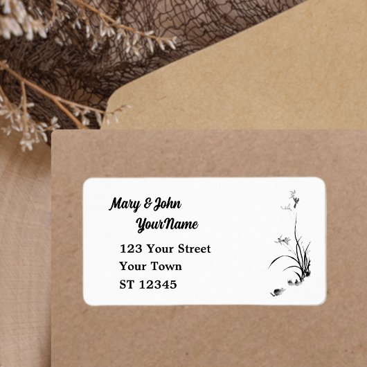 Étiquette Orchidée chinoise - bw