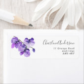 Étiquette Orchidée violet aquarelle personnalisée (En situation)