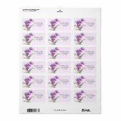 Étiquette Orchidée violette moderne rayures florales Anniver (Feuille entière)