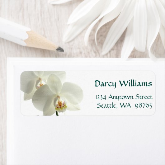 Étiquette Orchidées blanches (En situation)