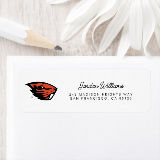 Étiquette Oregon State Beavers | Tête de castor (En situation)