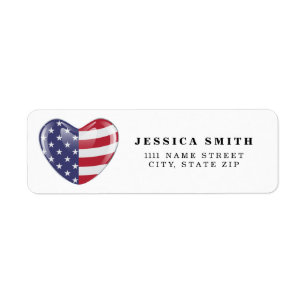 Étiquette Original USA symbol American flag on a heart shape