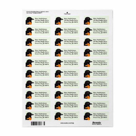 Étiquette Oriole Birdorable Baltimore (Feuille entière)