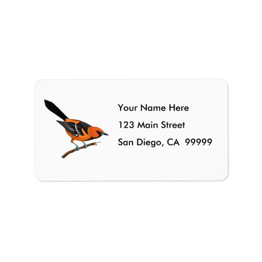 Étiquette Oriole de Baltimore sur une brindille (Devant)