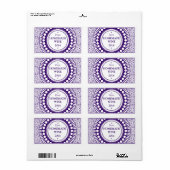 Étiquette Ornement 01 - Violet profond sur blanc (Feuille entière)