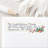 Étiquette Ornement de Noël Aquarelle Holly Berry (En situation)