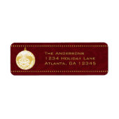 Étiquette Ornement de Noël Gold Damask sur Garnett (Devant)