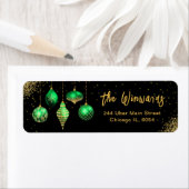 Étiquette Ornement de Noël Vert Élégant (En situation)