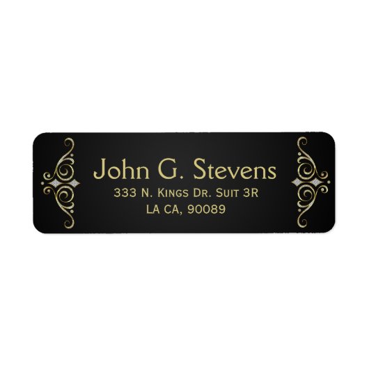 Étiquette Ornement Floral Parties scintillant Blanc Et Or (Devant)