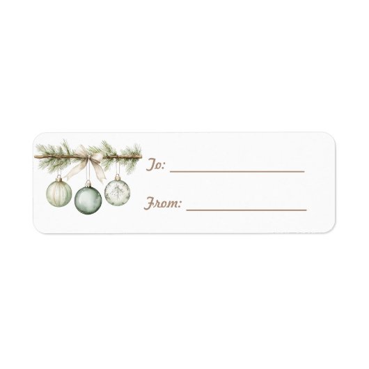 Étiquette Ornements de branche de pin vert Noël (Devant)