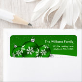 Étiquette Ornements de flocon de neige vert et blanc de Noël (En situation)