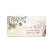 Étiquette Ornements de Noël, Branches d'Arbre Présents (Devant)