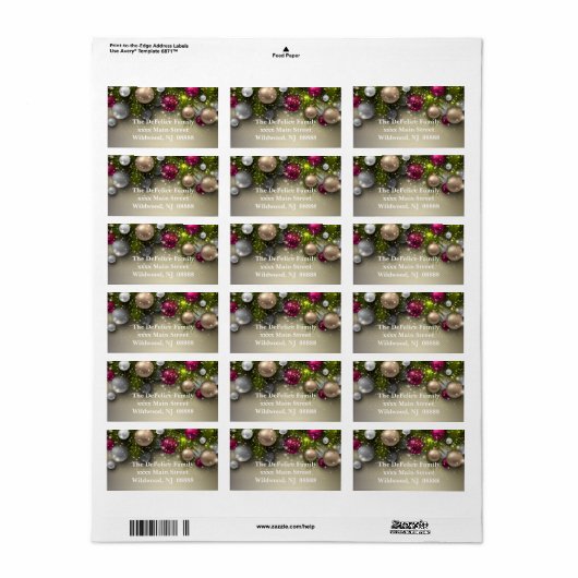 Étiquette Ornements de Noël - Multi (Feuille entière)