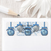 Étiquette Ornements de Parties scintillant bleues et argenté (En situation)